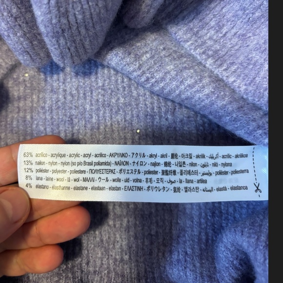 Zara lavender knit sweater with rhinestones and a touch of wool NWT - Picture 8 of 9